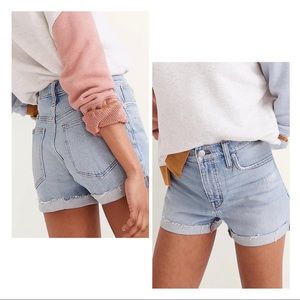 MADEWELL | High Rise Light Wash Cutoff Denim Shorts